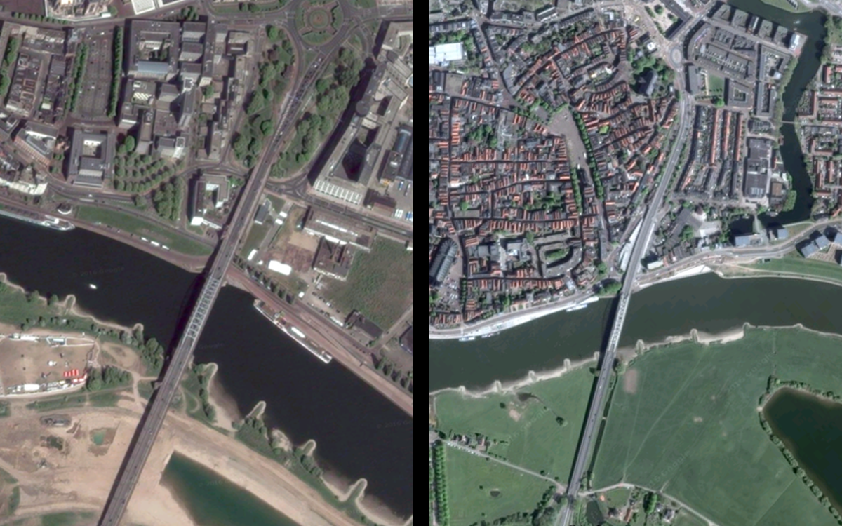 Past perfect: links de John Frostbrug in Arnhem, rechts de Wilhelminabrug te Deventer.